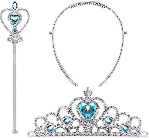 [Be-Unique] プリンセス アクセサリー おもちゃ セット ティアラ ブレスレット ネックレス スティック イヤリング リング 手袋 変身 なりきり 子供 コスチューム用小物 パーティーに最適 6点セット (ブルー)