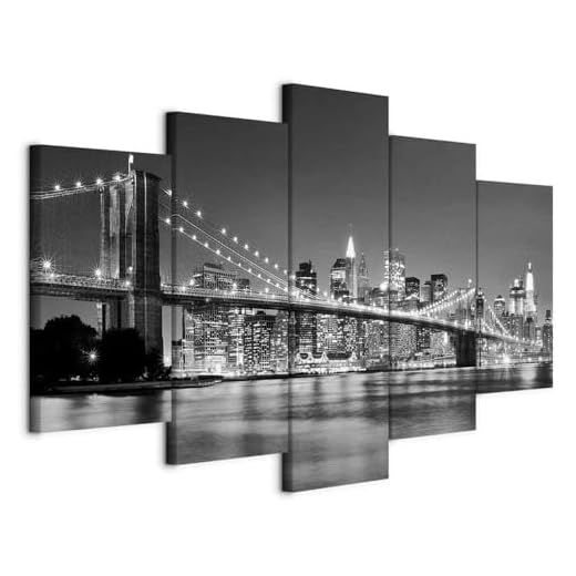 200 x 100 cm ! Bild auf Leinwand New York Nr 6314 fertig gerahmte Bilder 5 Teile Marke original Visario 5 murando - Bilder 200x100 cm Vlies Leinwandbild 5 TLG Kunstdruck modern Wandbilder XXL Wanddekoration Design Wand Bild - New York 030211-51