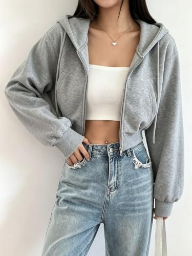 Heather-gray cropped hoodie