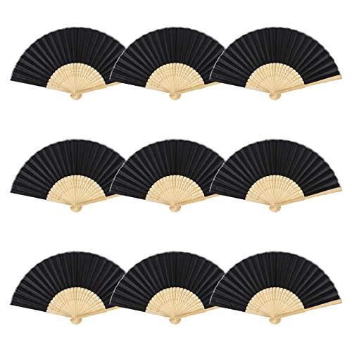 9 Pièces Éventails en Tissu Éventail en Soie Éventails pliants Éventail Chinois Pliant en Tssu de Soie et Côtes de Bambou Éventails Pliants en Bambou...