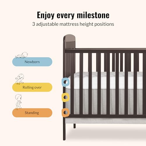 Image of Dream On Me Anna 4 in 1 Full Size Crib and Changing Table Combo in Chocolate Chip, Greenguard & JPMA Certified, Converts from Baby Crib to Toddler Bed and Day Bed