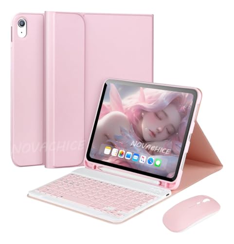 Capa Para Tablet, Capa + Mouse e Teclado Magnético Bluetooth Destacável Para IPad 9ª/ 8ª /7ª Geração (Rosa, Teclado comum)