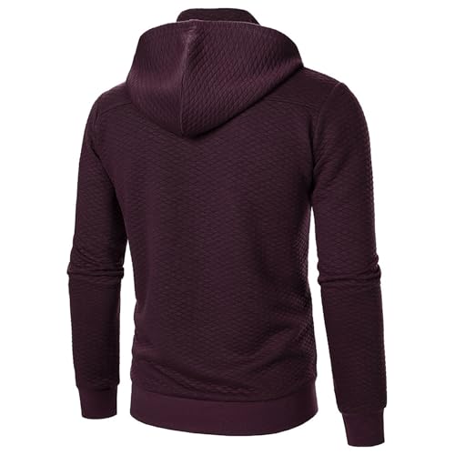 Men's Quilted Hoodies Casual Long Sleeve Quarter-Zip Pullover Sweatshirt with Pockets2