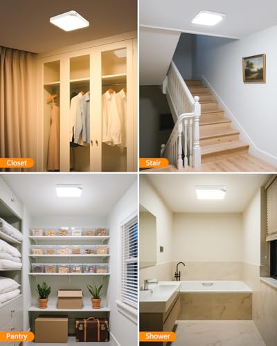 Image of Rechargeable 8W Motion Sensor Light Indoor for Closet,Ceiling&Shower,1-Pack | No Wiring & Magnetic Stick-on Installation•Remote Control•5 Brightness Levels & 3 Color Temperatures•Ideal for Small Spaces