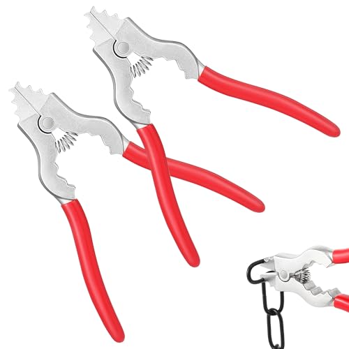 Image of 2 Pcs Chain Pliers, 7 Inch Fixture Link Pliers, Malleable Iron Chain Pincers, Opener Closer Remover Pincers, Light Link Tool with Rubber Grip for Chandelier Shackle Light Fixture Accessories, Red
