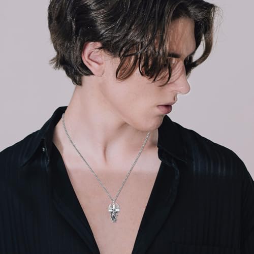 St Michael the Archangel Necklace 925 Sterling Silver Archangel Saint Michael Cross Pendant Necklaces Catholic Amulet Religious Jewelry for Men4