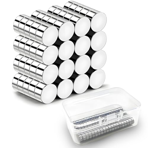 NXPUXP 80 PCS Aimant Neodyme,6x3mm Aimants Ronds Extrêmement Puissants,pour Réfrigérateur, Images,Bricolage,Carte,Tableau Blanc,avec Boîte de Rangement