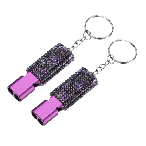 YELARXI Bling Whistle 2 Pcs & White Black Rhinestone/Purple Whistle