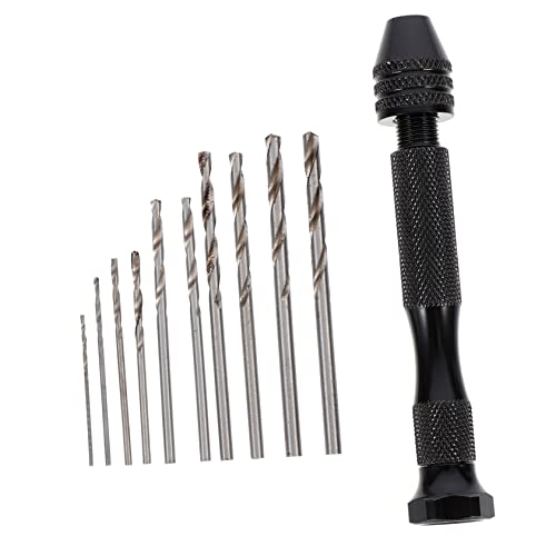 Housoutil 11pcs Pin Vise Hand Drill Bits Set Mini Hand Drill Countersink Tool for Jewelry Wood Plastic