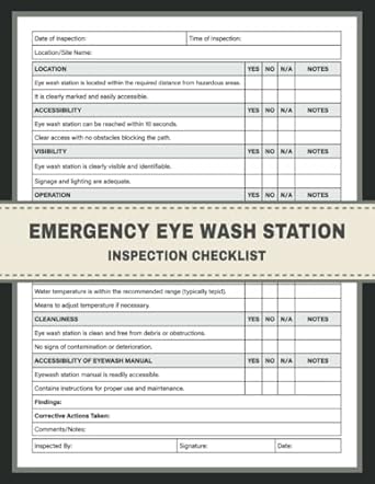 Emergency Eye Wash Station Inspection Checklist: Eyewash Station