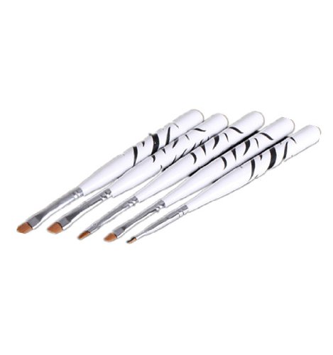 WAWO 5 Pcs Nail Art Design Detailing Drawing Paint Painting Brushes Dotting Pen Set Kit White