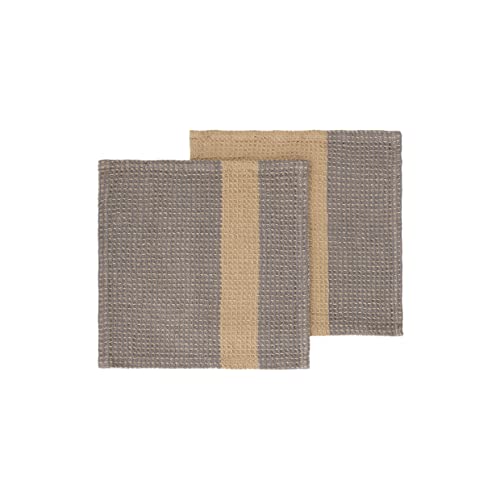Blomus Spültücher 2er Set -GANO- Spültuch aus 100% Baumwolle 25x25cm (Steel Gray/Tan)