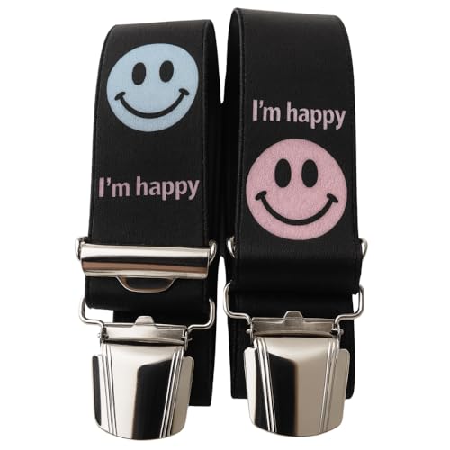 Bretelles SMILEY ST-021 multicolores larges 35mm à 4 clips forts noirs