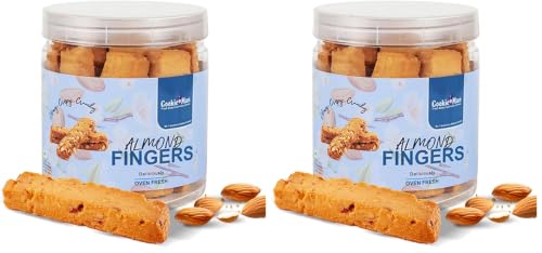 Image of CookieMan Almond Fingers - 250g | Crunchy & Buttery Almond Biscuit Sticks, Baked to Perfection | Delicious Tea-Time Snack, Ideal for Gifting & Anytime Indulgence (Pack of 2)