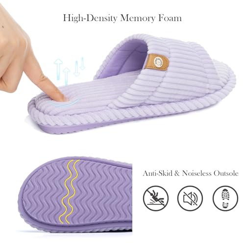 Image of GOEWY Fuzzy Open Toe Slippers for Women Indoor with Comfy Memory Foam