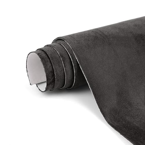 Image of Premium Dark Charcoal Gray Suede Fabric Wrap - 30x60 inch Suede Wrap for Car Interior - Self-Adhesive Microfiber and Synthetic Leather, Stretchable Interior Film for Car and Home Decor