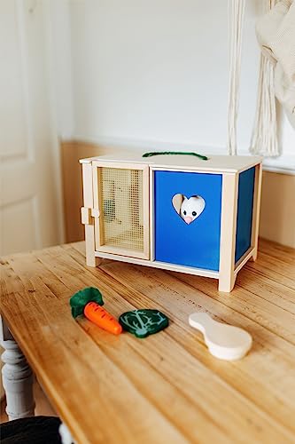 small Foot Hasenstall, aus Holz, mit Zubehör, ideal für aktives Rollenspiel, besonders für Hasenliebhaber, 5793