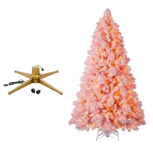 Home Heritage Rotating Tree Stand Base with Snowdrift 6.5' Pine Christmas Tree