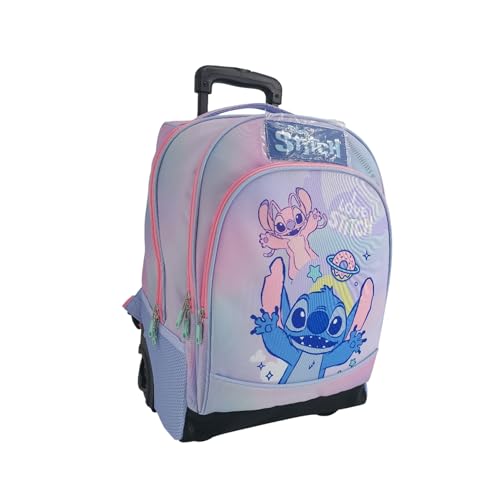 el megastore de los juguetes y Giochiamo Trolley Key People original para niños con diseño de personaje – Mochila con ruedas para escuela primaria, ligera, resistente y con asa extensible y ruedas