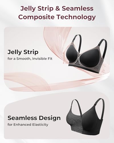 Image of Momcozy CoolFit Nursing Bras for Breastfeeding, Ultra Stretch Seamless Jelly Strip Maternity Bra, Cooling Wireless