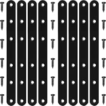 8 Pack Black Straight Brace Brackets 8 Inch Stainless Steel Flat Mending Plates, Heavy Duty Repair Fixing Joining Brackets for Wood with Screws