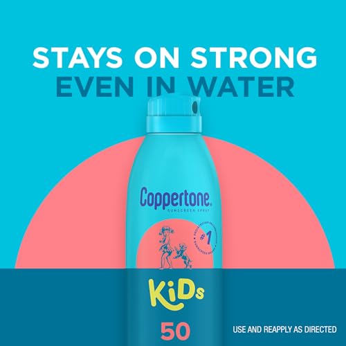 Image of Coppertone Kids Sunscreen Continuous Spray SPF 50, Broad Spectrum UVA /UVB Protection, Water Resistant 80 Minutes, 5.5 Oz, Pack of 2