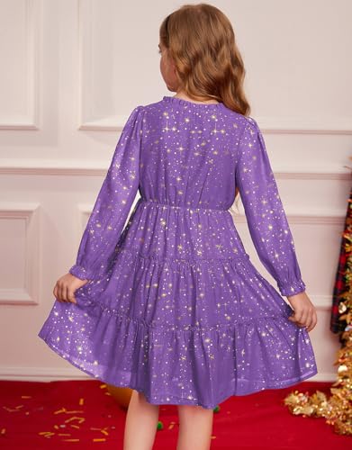 GRACE KARIN Girls Fall Party Dress 6-14Y Christmas Birthday School Holiday Long Sleeve Dresses4