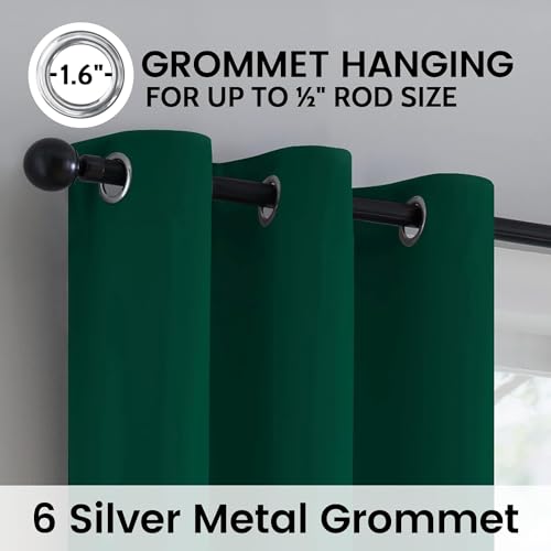 Image of SimpleHome Dark Green 100% Blackout Curtains Room Darkening Living Room 72