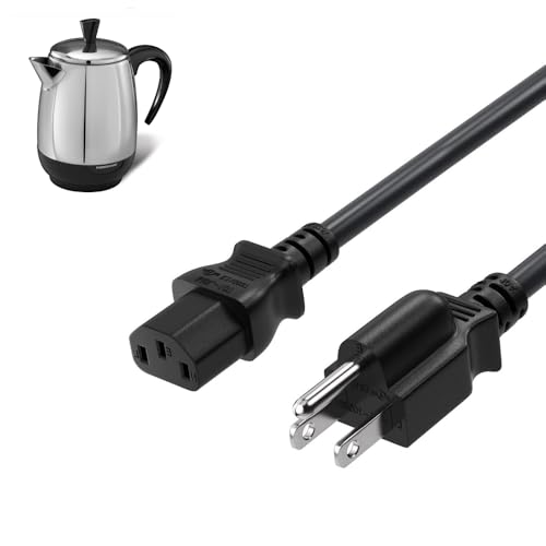 Image of for Farberware Coffee Percolator AC Power Cord Farberware 8-Cup, Millennium FCP-412 G Percolator,Hamilton Beach Model 40614 40616 Coffee Pot Cable Cord, Markbass Little Mark Ninja 1000W Bass Head 3