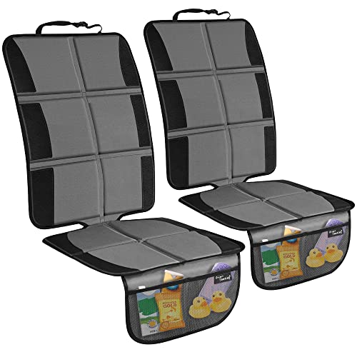 Image of 2 Pack Large Car Seat Protectors for Child & Baby, Thick Padding Waterproof, Auto Vehicle Leather Seats & Dog Mat Cover Pads, Grey