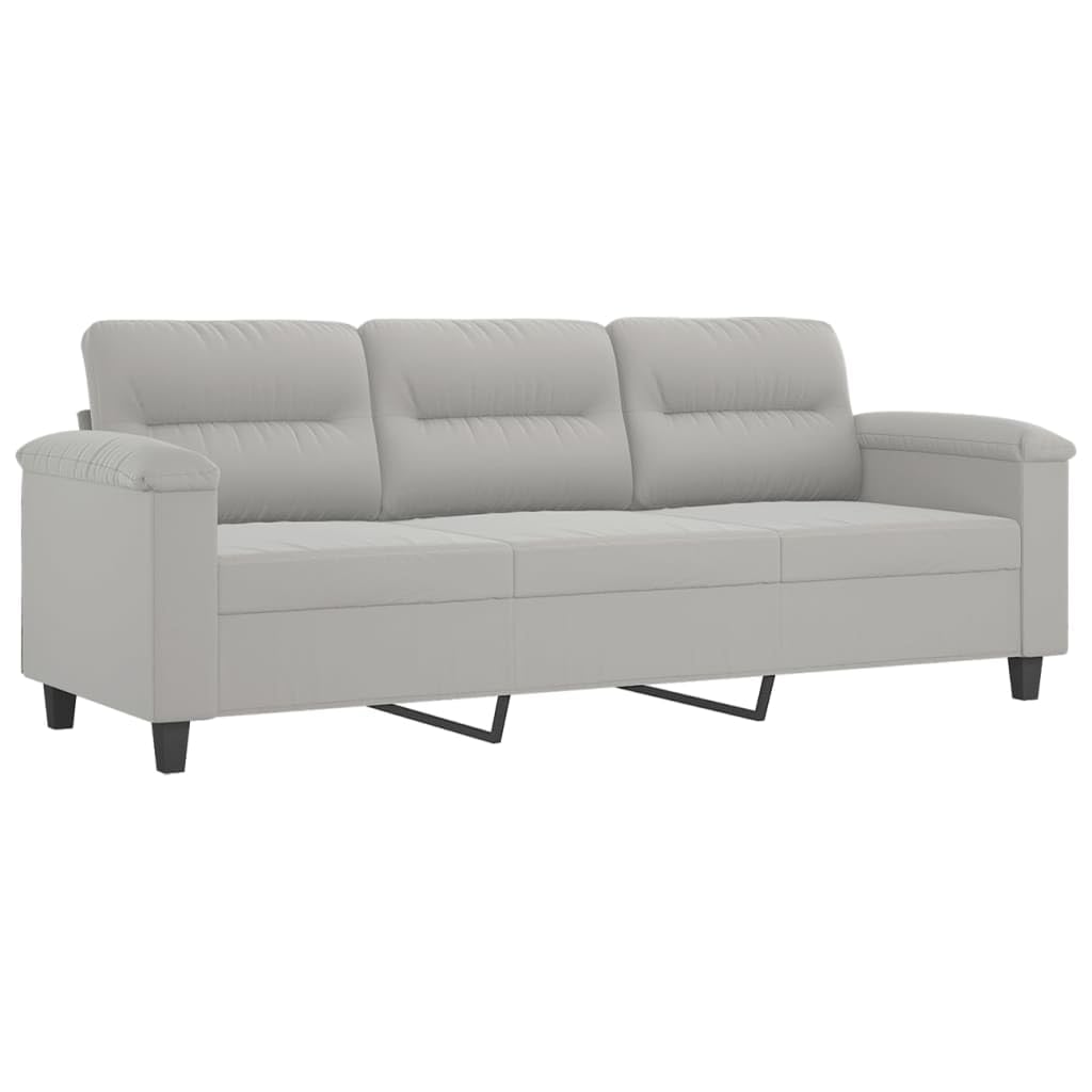 Sofa-Set, 3-teilig, hellgrau mit Kissen