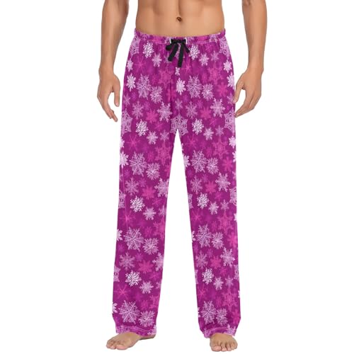 Mens Cotton Pajama Pants Sleep Lounge Pj Bottoms Sleepwear with Pockets Drawstring S Snowflake2