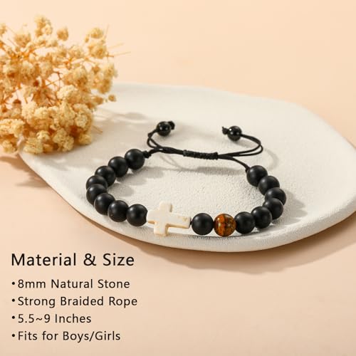 Image of Class of 2026 Graduation Gifts for Girls, Natural Cross Beads Charm Bracelet Middle High Kindergarten Preschool School Gifts Jewelry for Her
