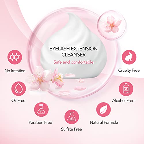Eyelash Extension Cleanser Lash Shampoo Eyelash Extension Shampoo Lash Cleanser Eyelid Cleanser For Makeup Remover Eyelash Care, Paraben & Sulfate Free For Salon And Home Use (Cherry Blossoms 600Ml) #TOP2