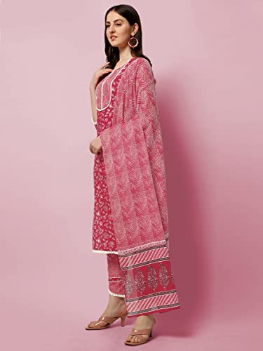 Image of MIRCHI FASHION Pure Cotton Floral Printed Kurta Set with Dupatta | 3 Piece Straight Fit Kurta Pant Set | Ethnic Office Wear Salwar Suit for Women