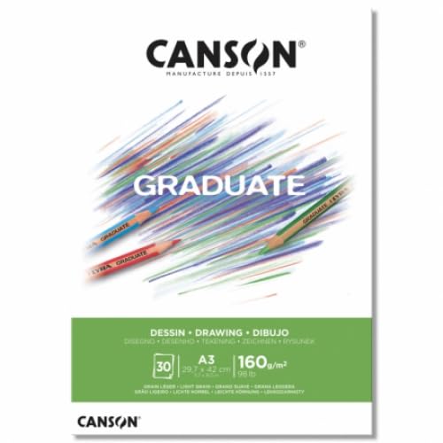 Lot de 5 Bloc 30 feuilles Canson® Graduate Dessin A3 160g/m², grain léger blanc