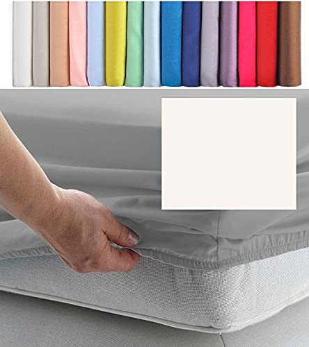 EURO KING SIZE FITTED SHEET 63" x 78" - CONTINENTAL 300 Thread Count Percale Material - Hand Made to Order - 10" (26cm)… (Cream)