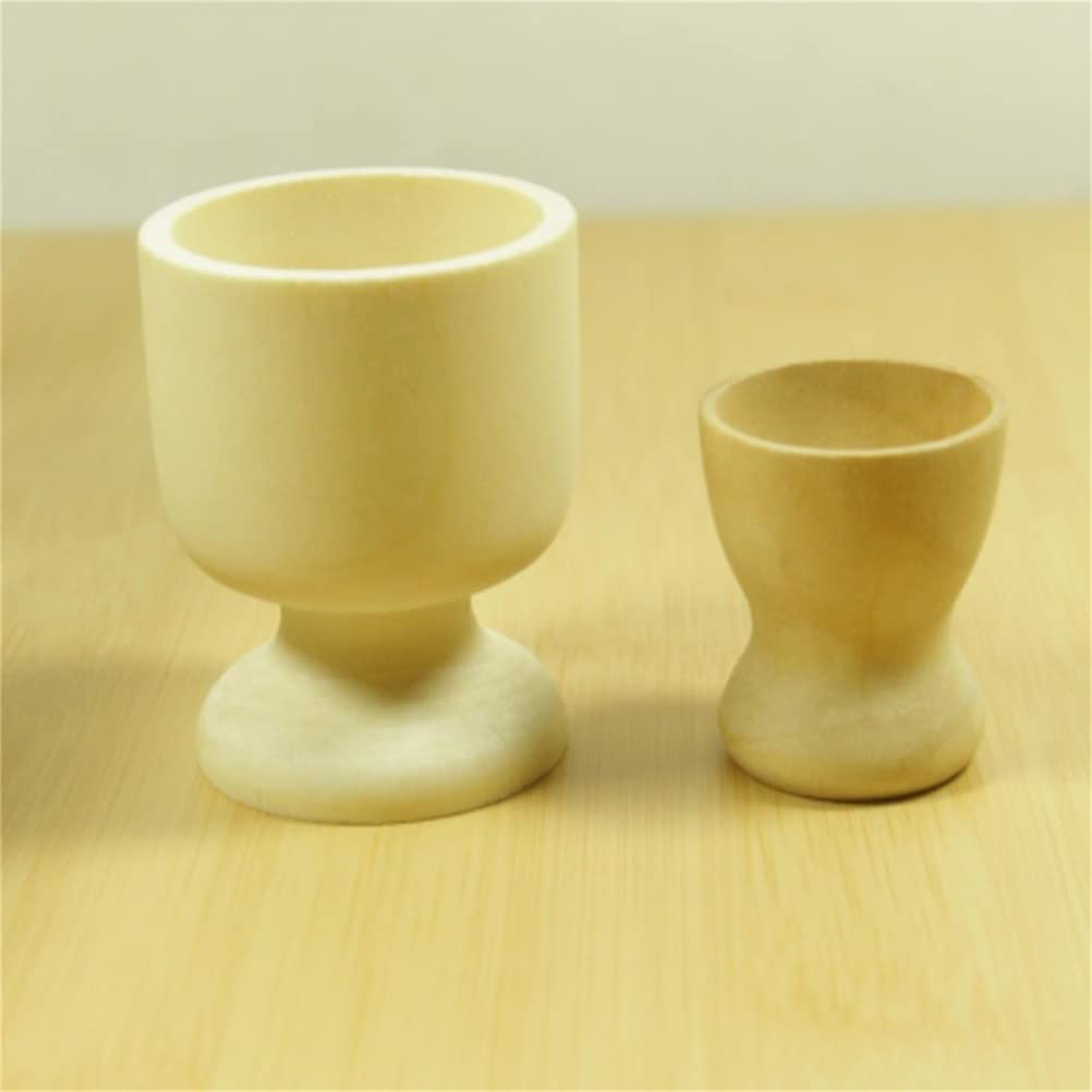 LUOZZY 30pcs Unfinished Wooden Easter Egg Cups DIY Wine Shaped Stands for Kids Home Decorations Craft Projects