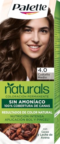 Schwarzkopf Palette Naturals - Tinte 4.0 Castaño Medio - Coloración Permanente Sin Amoníaco- Resultados de Color Natural (Pack de 5)