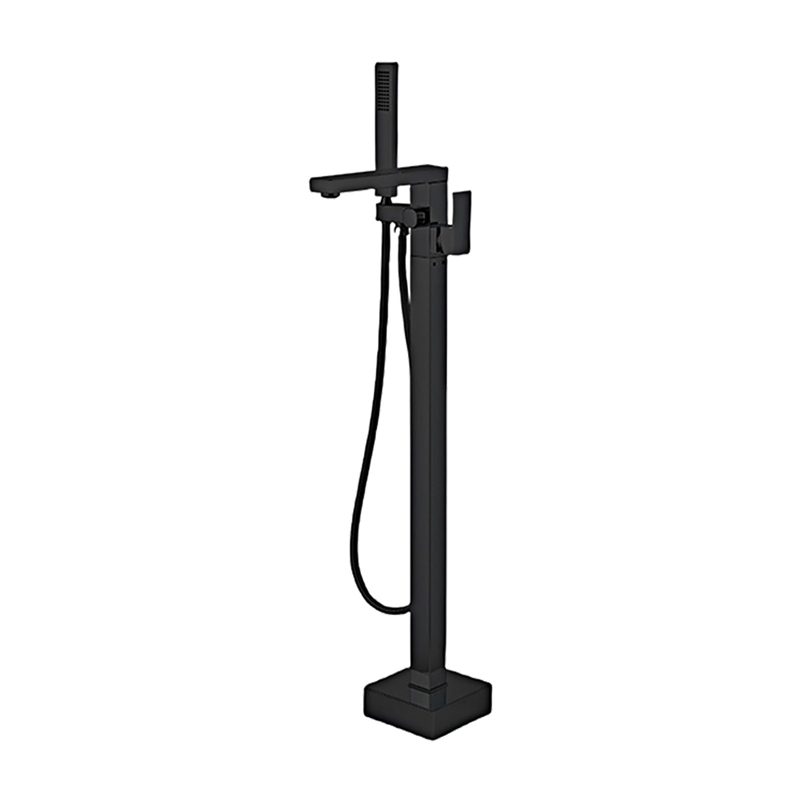 Rubinetto per Vasca da Bagno autoportante con Doppia Funzione di Controllo della Temperatura dell'Acqua, Elegante Design Nero a Pavimento per Un Bagno Moderno.
