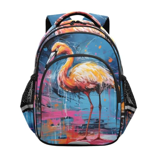 Sac à dos enfant 3-12 ans flamant jaune ergonomique et résistant pour l'école