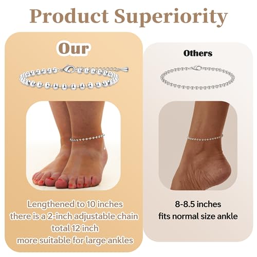 Image of Extra Large Anklets for Women Waterproof, 14K Gold Plated Stack Anklets for Women Plus Size, 10 inch+2 inch Non Tarnish Large Ankle Bracelets for Women, Summer Big Ankles Set, Beach Bikini Vacation Jewelry