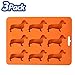 Produktbild ISKM Eiswürfelform Silikon Eiswürfel Dackel Dachshund Ice Cube Tray - 3 Stück 27-Fach Eiswürfel Form Eiswürfelbehälter | DIY Eiskugelform für Familie Partys & Bars (3 Stück Orange)