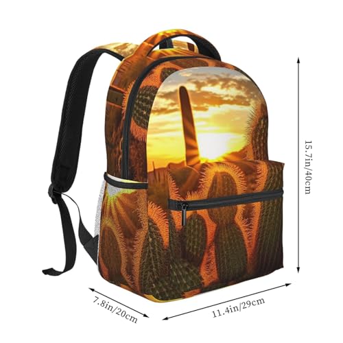 Casual Backpack for Women Men Sunset Cactus in Desert Lightweight Daypack Large Capacity Nurse Bag2