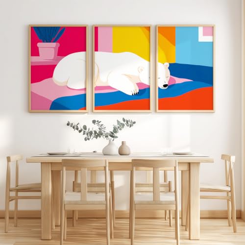Lienzos minimalistas de animales en rosa y magenta para iluminar tu sala de estar 6