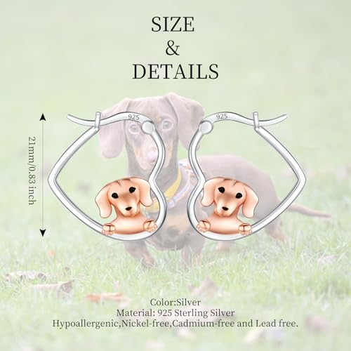 LES OSEWA Dog Animal Earrings Sterling Silver Animal Heart Hoop Dangle Earrings Cute Jewelry Gifts for Women2