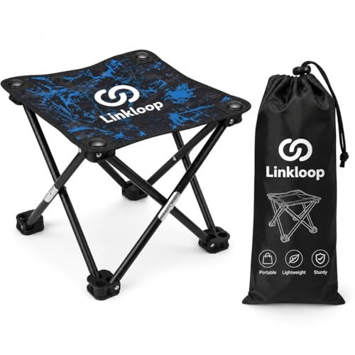 Image of Camping Chair Folding Camping Stool 11.5 x 11.5 Inch Seat Lightweight Foldable Chair for Travelling Compact Foldable Stool for Travel with Carry Bag for Hiking Fishing Outdoors