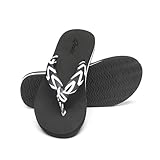 Qzize Women’s Flip Flops with Yoga Mat, Comfortable Lightweight Thong Sandals for Beach & Summer Black and White Size 9