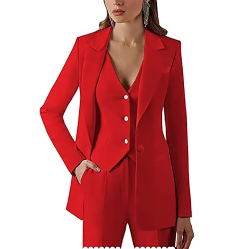 Lady Suits 3 Pieces Set Business Suit Vest and Pants Set Women Office Formal Wedding Tuxedos Party (Blazer+Vest+Pants)