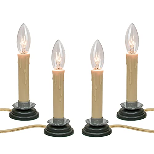 Set-of-4-Christmas-Electric-Window-Candles-5-Inch-Window-Candle-Lamps-with-7-Watt-Light-Bulbs-Plug-in-Electric-Country-Candles-with-Black-Plum-Iron-Base-Turn-OnOff-Switch-Candlesticks-Ivory-Cord Set of 4 Christmas Electric Window Candles 5 Inch Window Candle Lamps with 7 Watt Light Bulbs Plug in Electric Country Candles with Black Plum Iron Base Turn OnOff Switch Candlesticks Ivory Cord